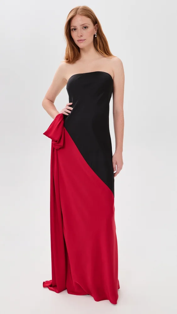 Strapless Spliced Bias Bow Gown