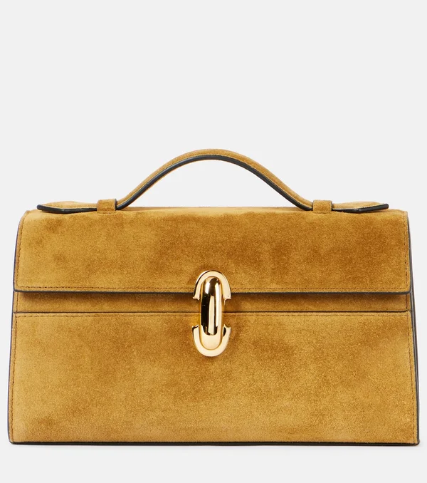 Symmetry suede tote bag in brown - Savette