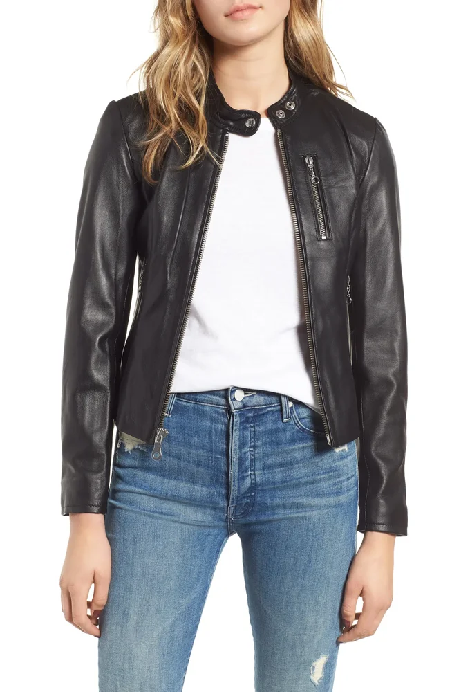 Lambskin Leather Moto Jacket