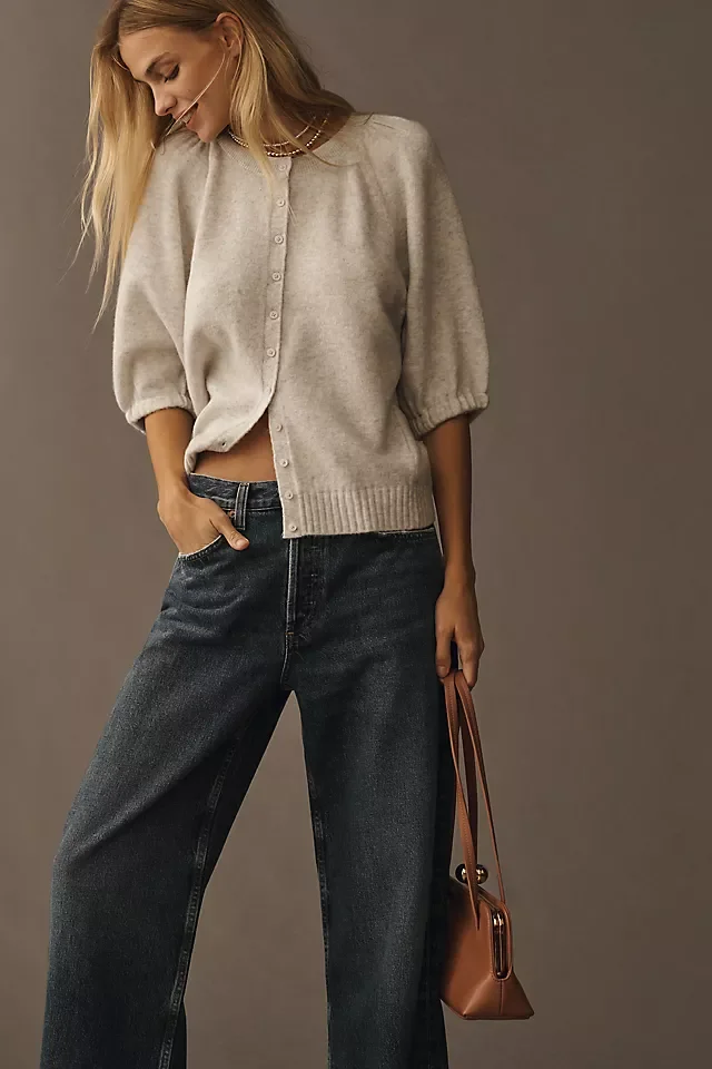 By Anthropologie Puff-Sleeve Cardigan Sweater