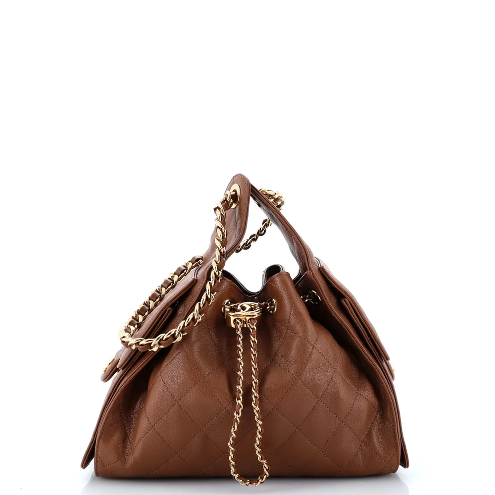 Pre-Owned 25 Hobo Bag Quilted Caviar Small in Brown, Gold Hardware