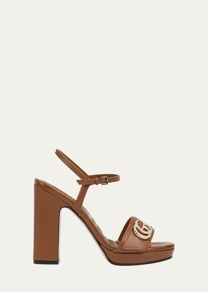 95mm GG Marmont Leather Platform Sandals