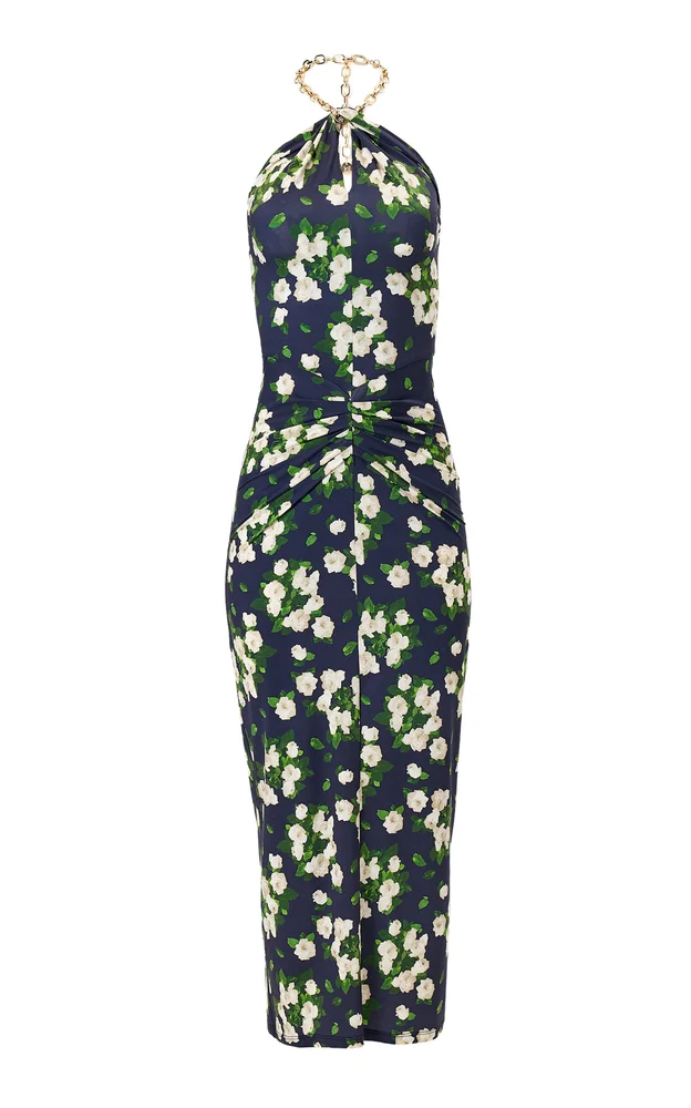 Painted Rose Jersey Halter Midi Dress