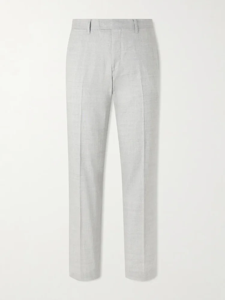Straight-Leg Linen and Wool-Blend Suit Trousers