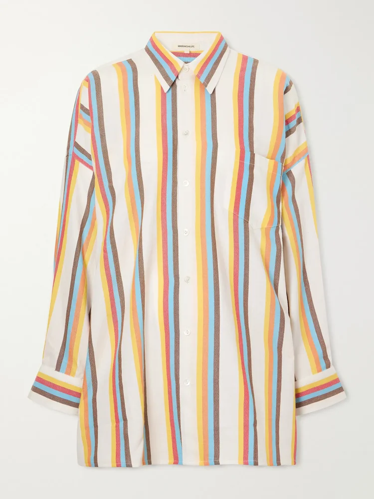 The Oversized striped cotton-poplin shirt