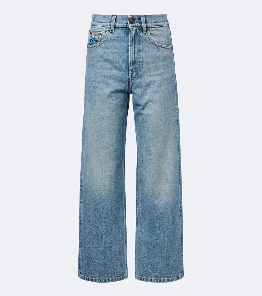 Embroidered straight jeans