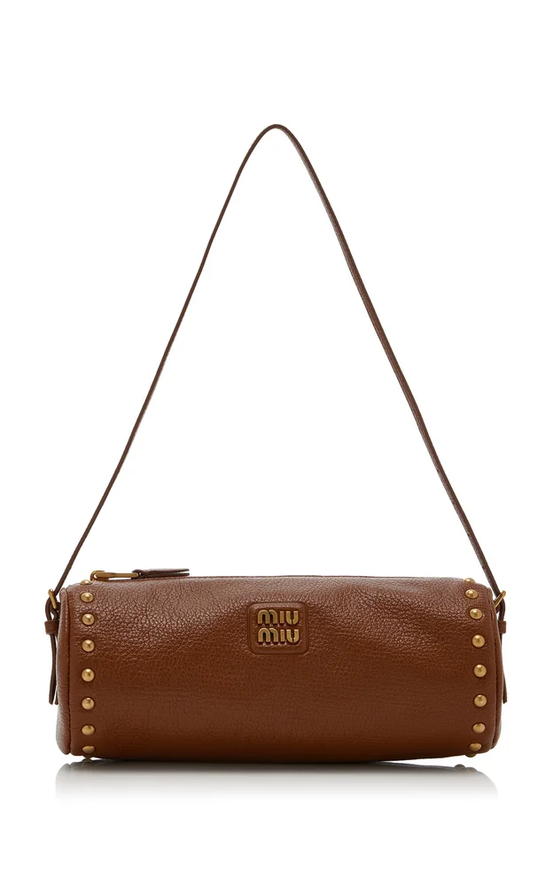 Studded Leather Pouch Bag