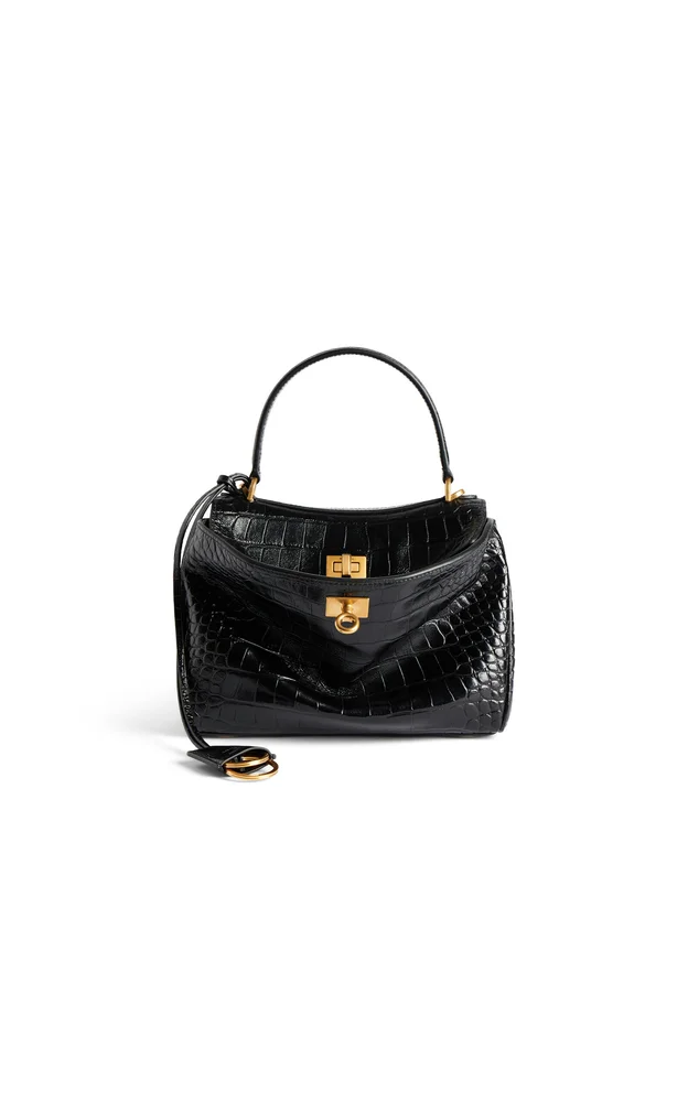 Rodeo Mini Croc-Effect Leather Top Handle Bag