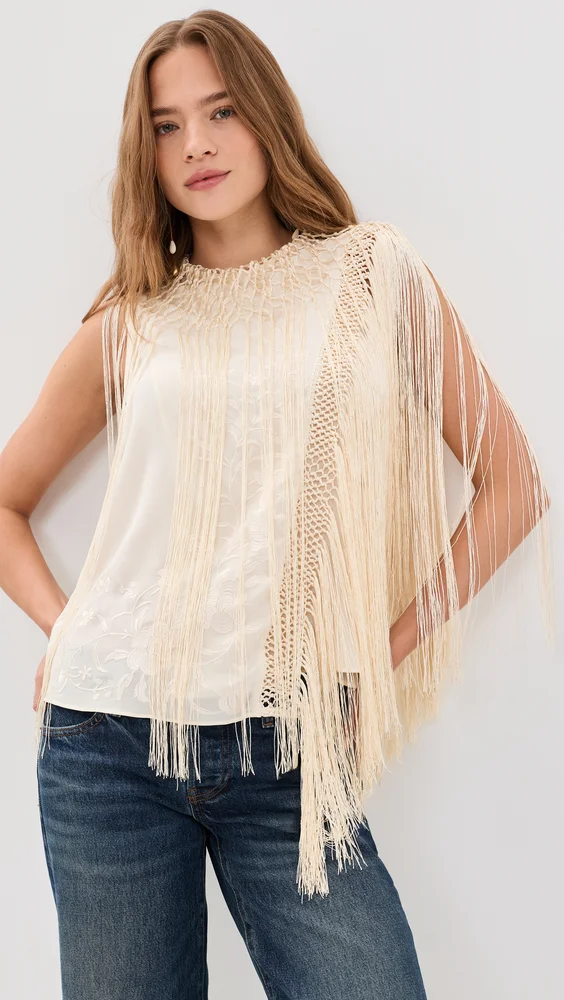 Willa Silk Fringe Top
