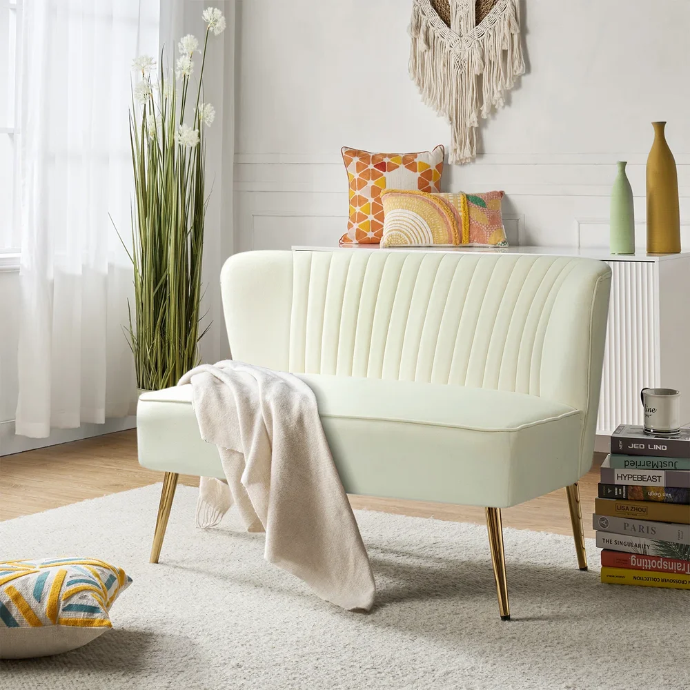 Leona 47" Velvet 2-Seat Armless Loveseat