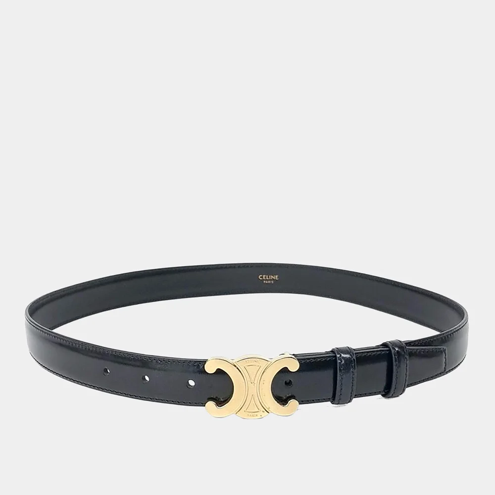 Pre-Owned Triomphe Belt in Black Leather