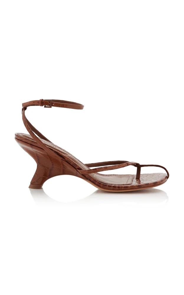 Kelsey Embossed Leather Wedges