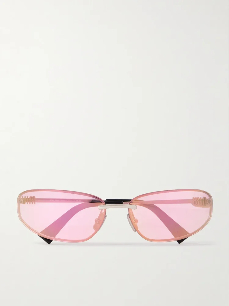 Miu Miu Rimless D-Frame Silver-Tone Sunglasses