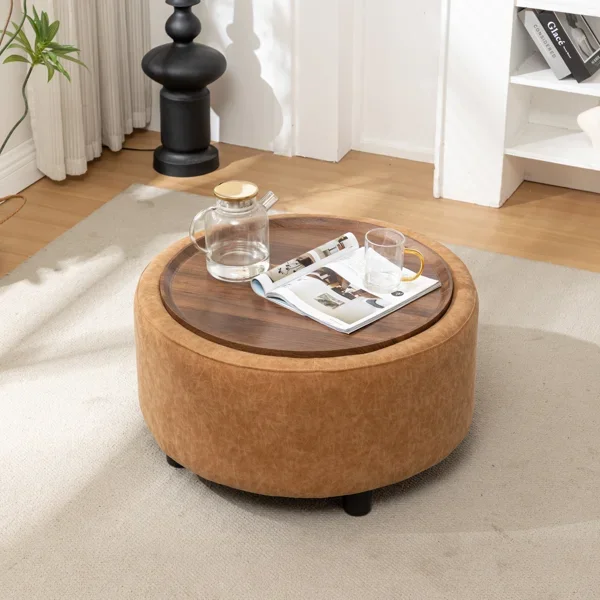 Eniyah Round Cocktail Ottoman with Storage