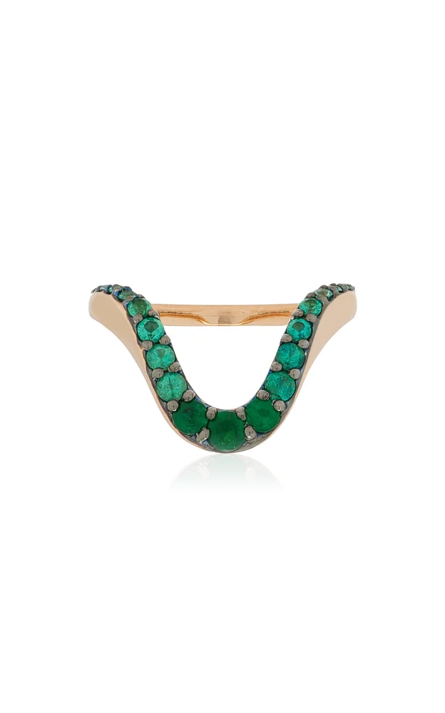 18K Rose Gold Emerald Ring