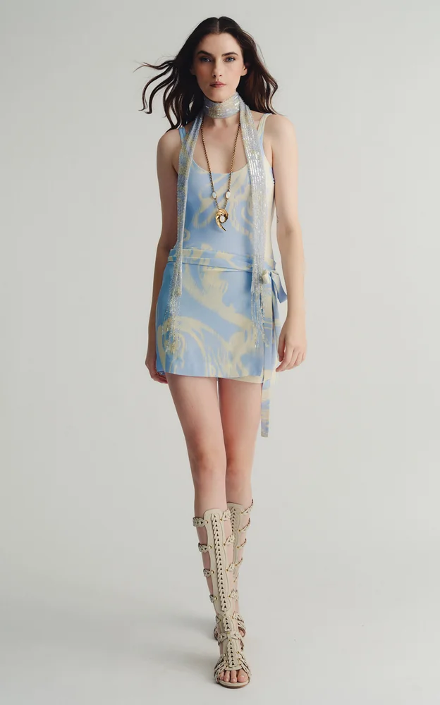 Ikat-Printed Mini Dress