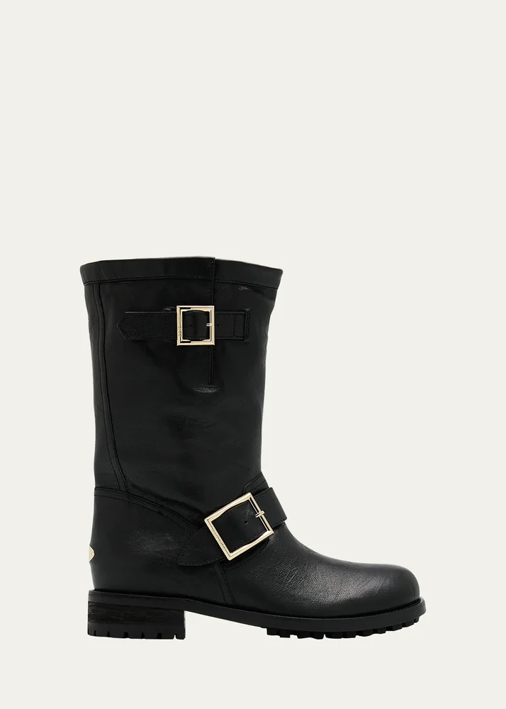 Biker Mid Leather Mid-Calf Boots