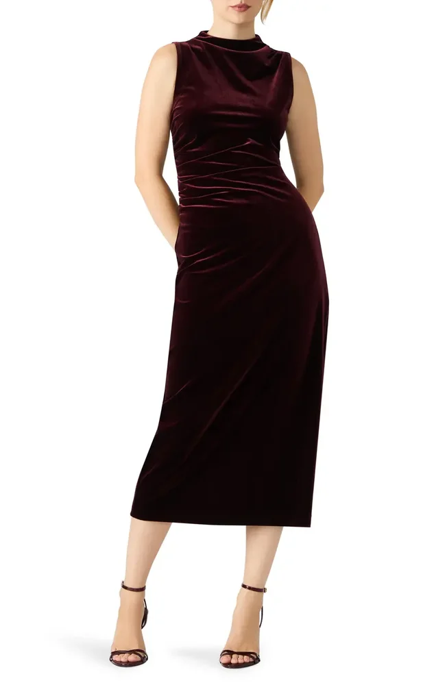 Mo Sleeveless Velvet Midi Dress