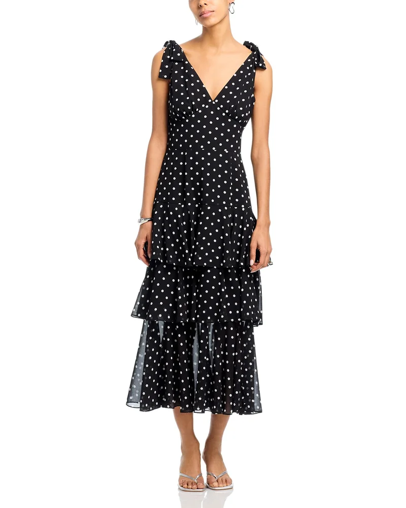 Hampton Tiered Polka-dot Midi Dress