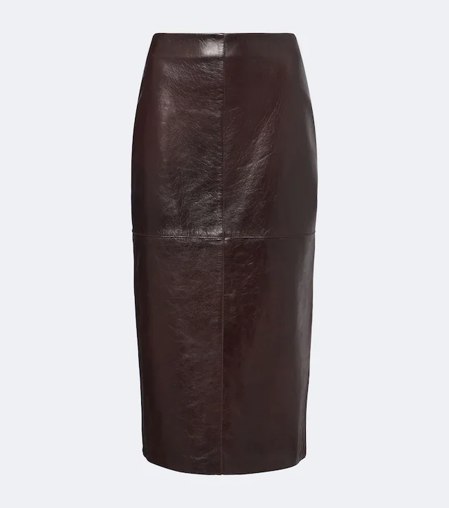 Leather midi skirt