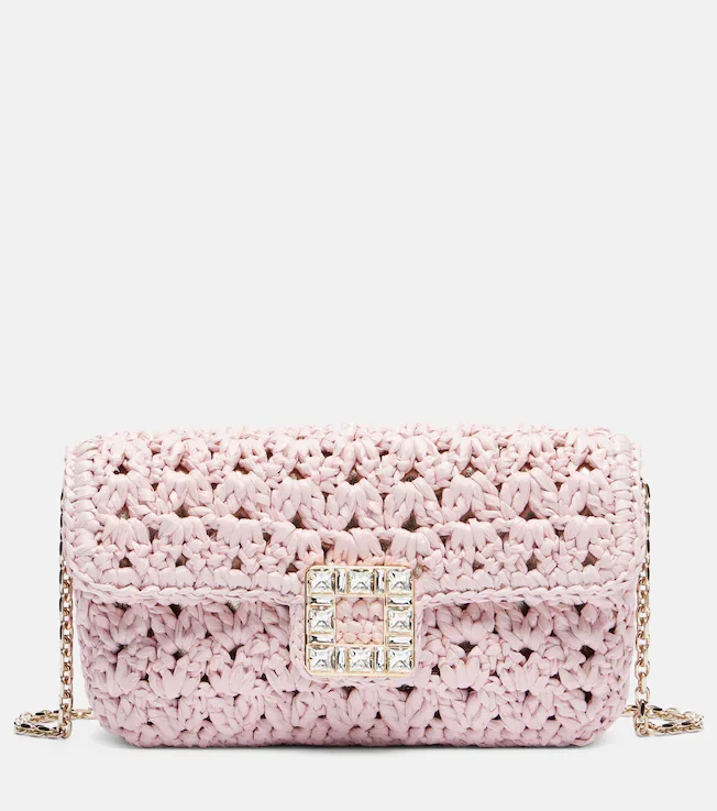Jeu De Fille embellished raffia clutch