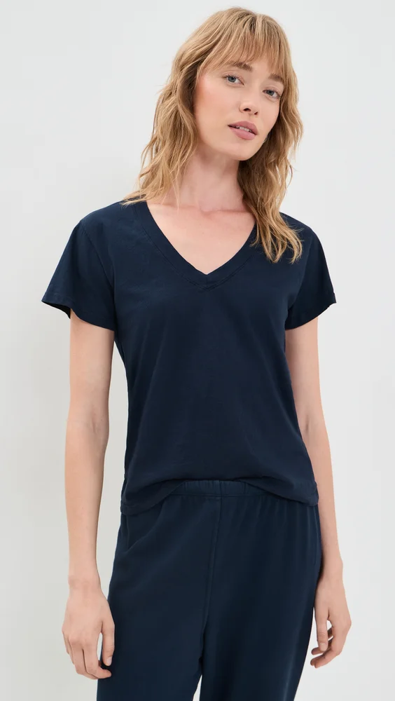 perfectwhitetee Hendrix Cotton Boxy V Neck Tee