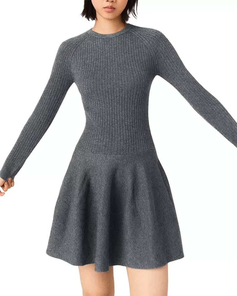 Ribbed Mini Skater Dress