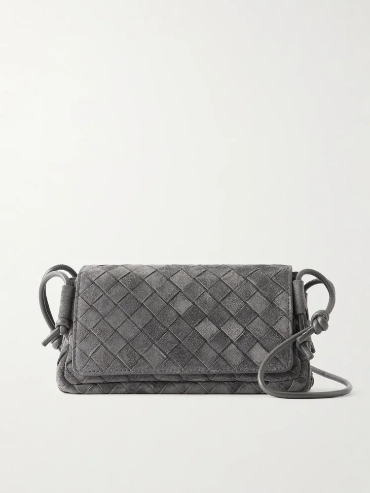 Notturno Intrecciato suede shoulder bag