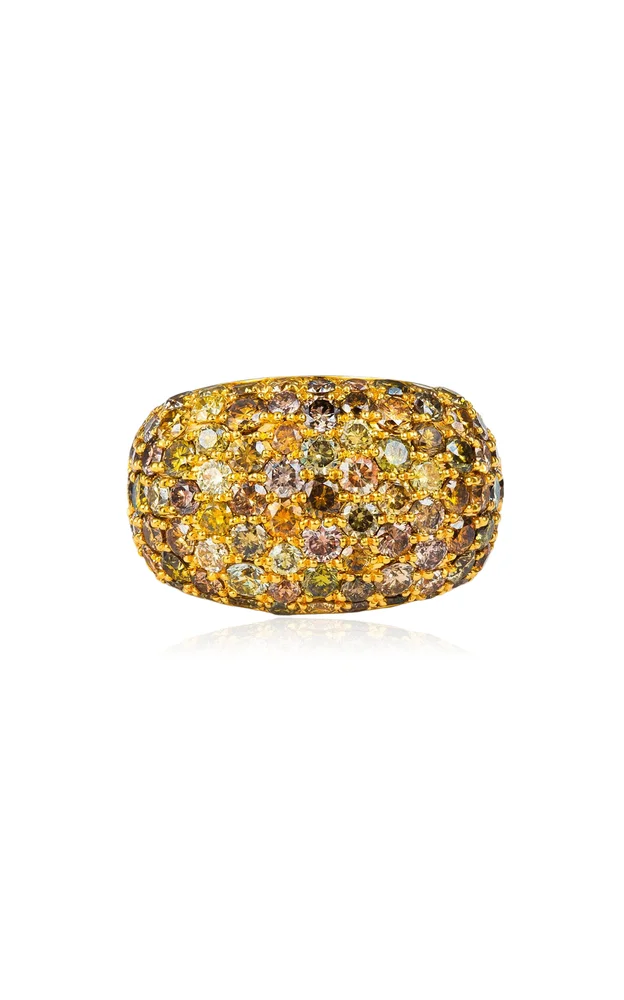 18K And 22K Yellow Gold Diamond 6 Row Pinky Ring