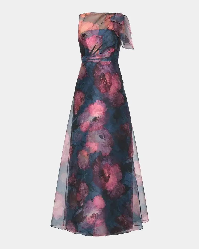 Jocelyn Poppy Print Chiffon A-Line Gown