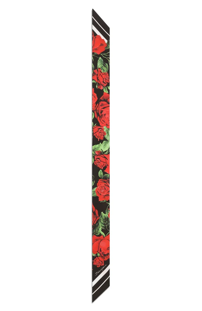 Velata Floral Skinny Silk Scarf