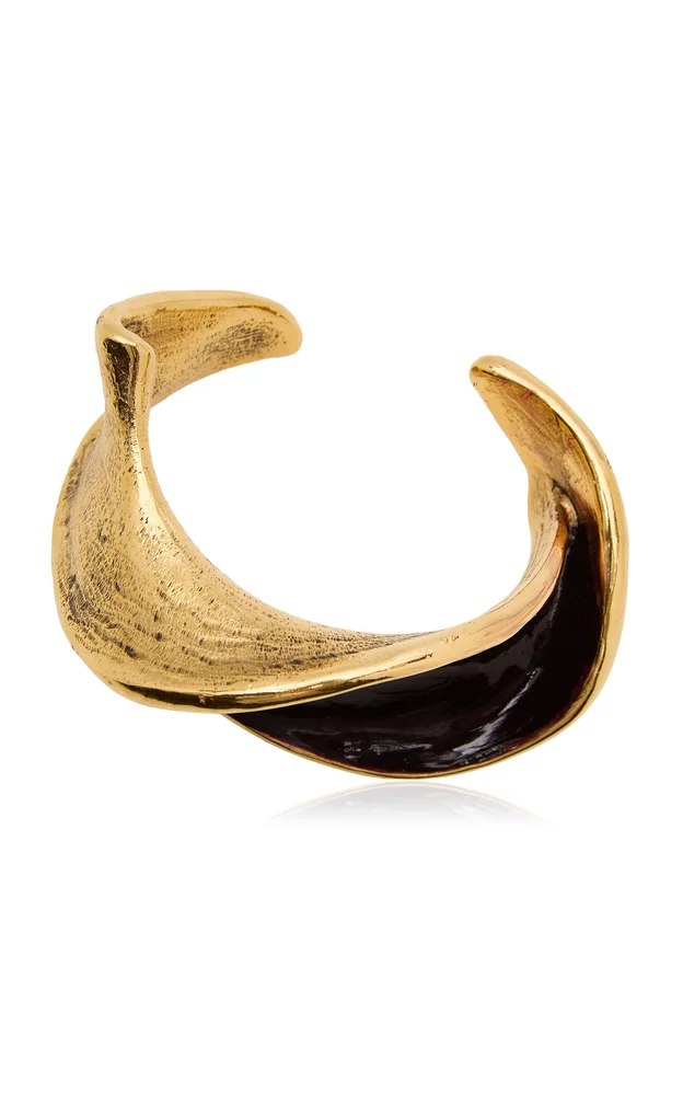 Wavy Enamel and Metal Cuff
