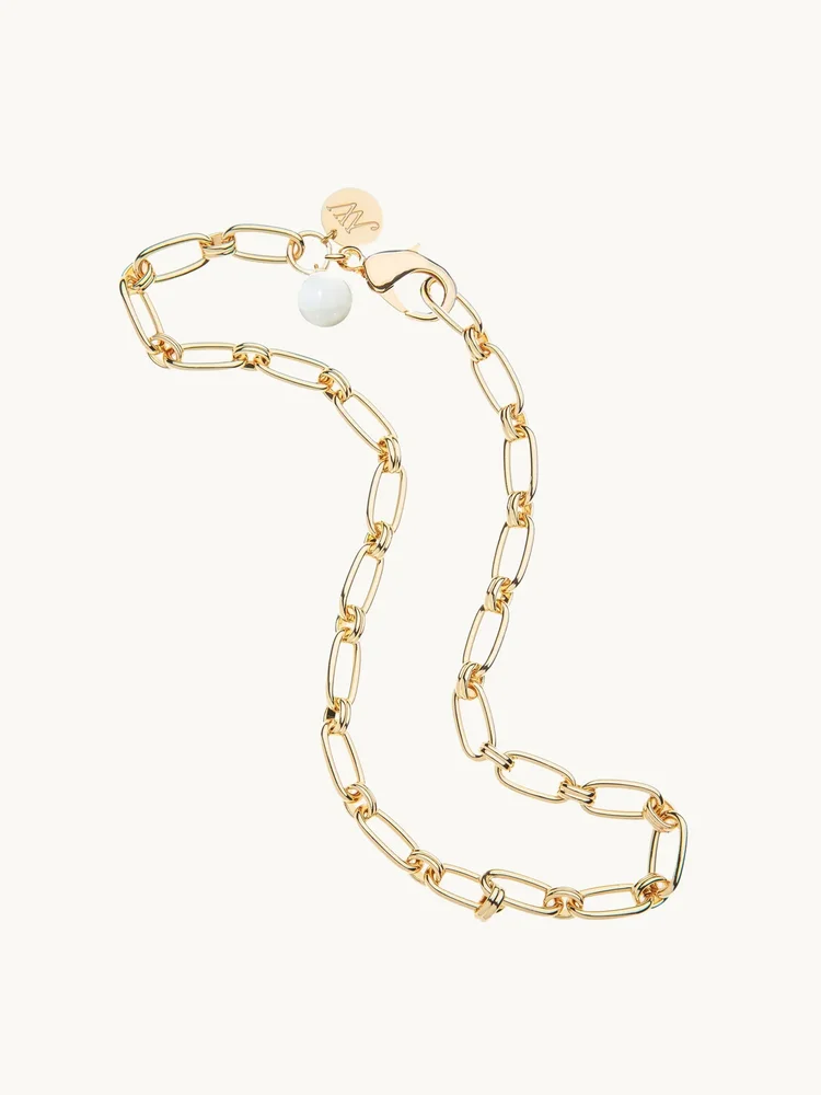Wheels of Fortune Chain with Mother of Pearl Bead