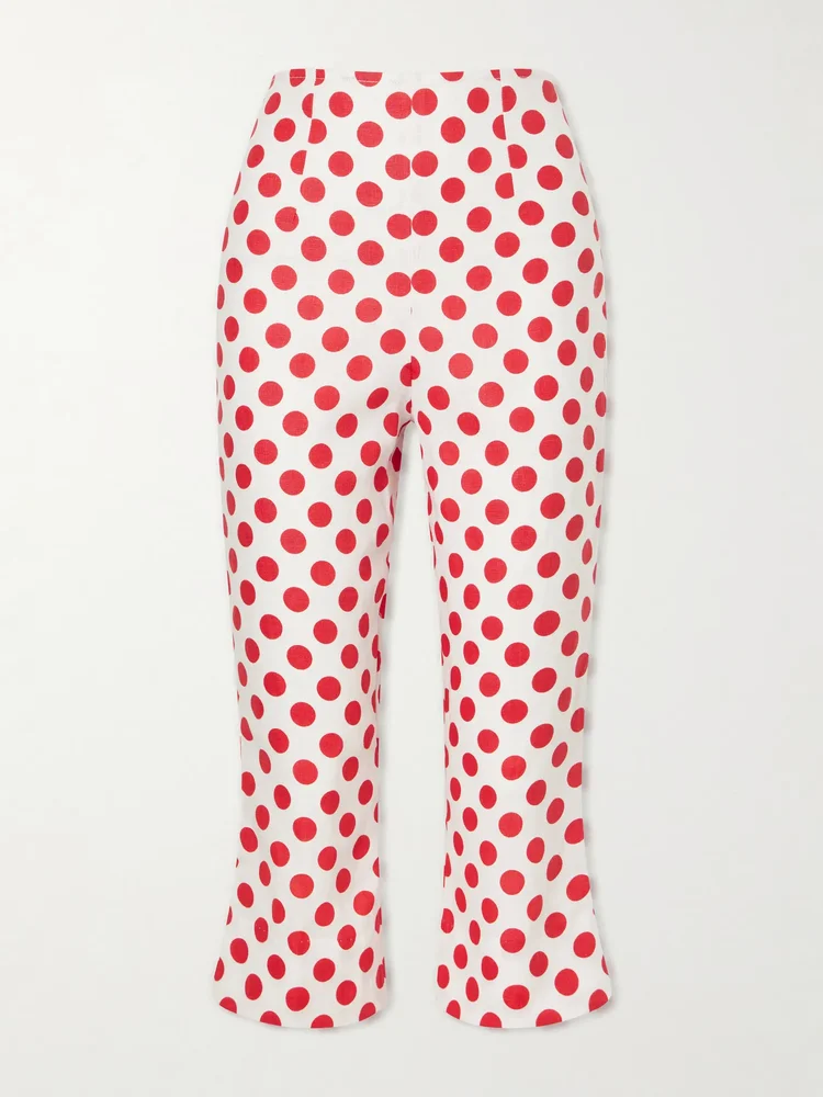 Valeria Capri polka-dot linen pants