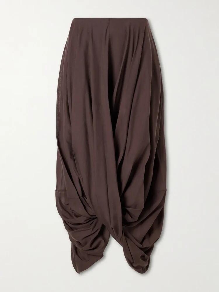 draped organic cotton and lyocell blend maxi skirt