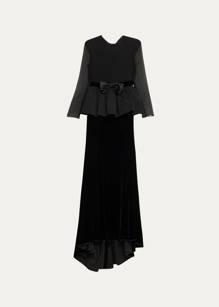 Sablé Velvet Peplum Backless Gown