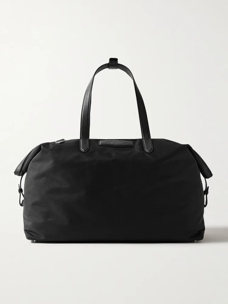 Norton textured-leather trimmed canvas weekend bag