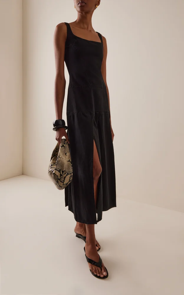 Strip Denim Maxi Dress
