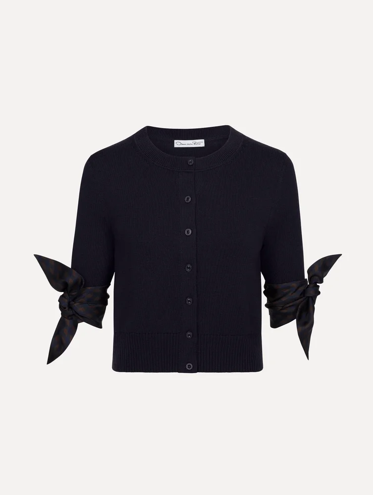 Argyle Tie-Detailed Cardigan