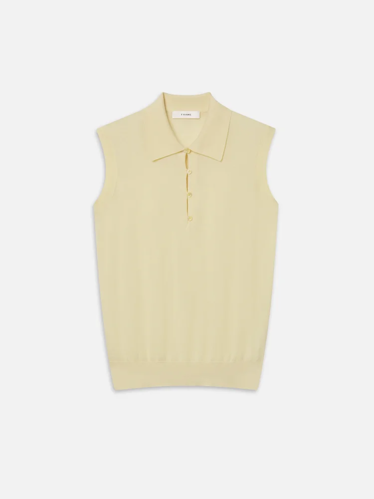 The Cashmere Sleeveless Polo -- Lemon