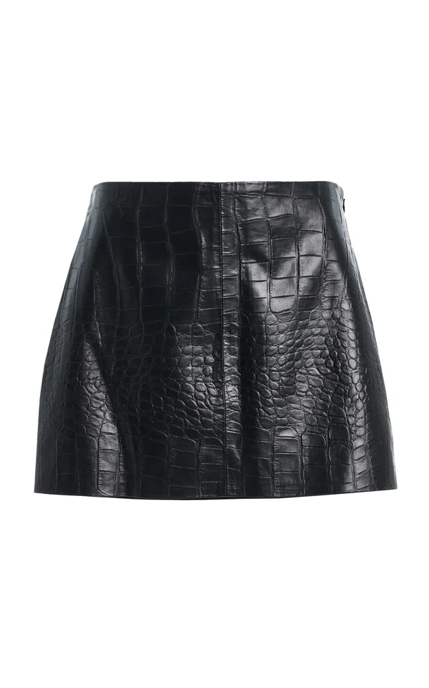 Verica Croc-Embossed Faux Leather Mini Skirt