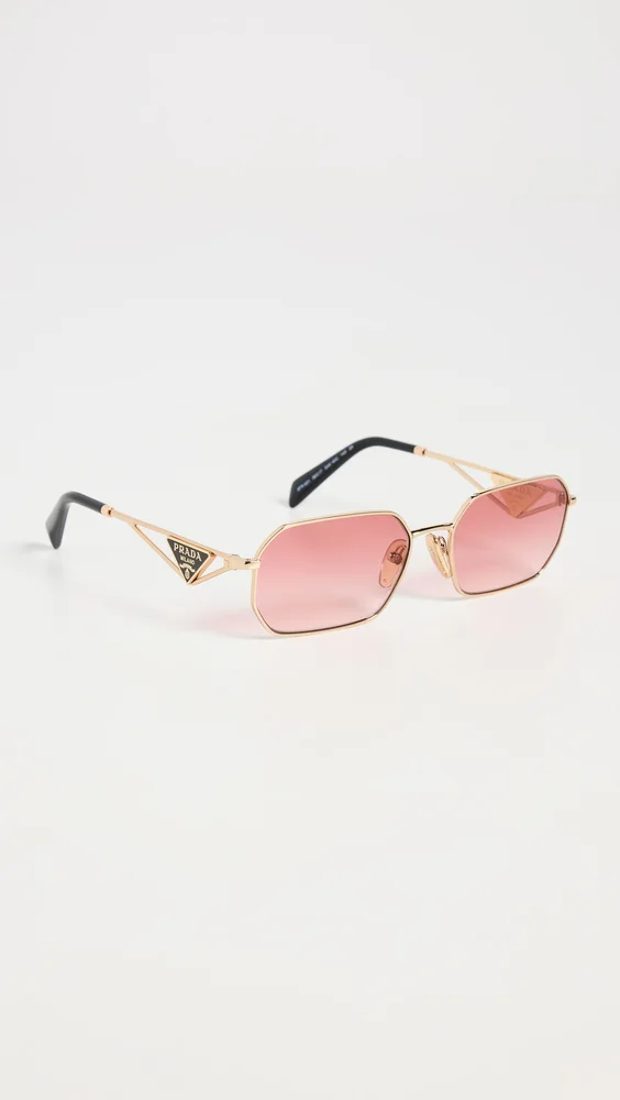 Rectangular Triangle Logo Sunglasses (Pink)