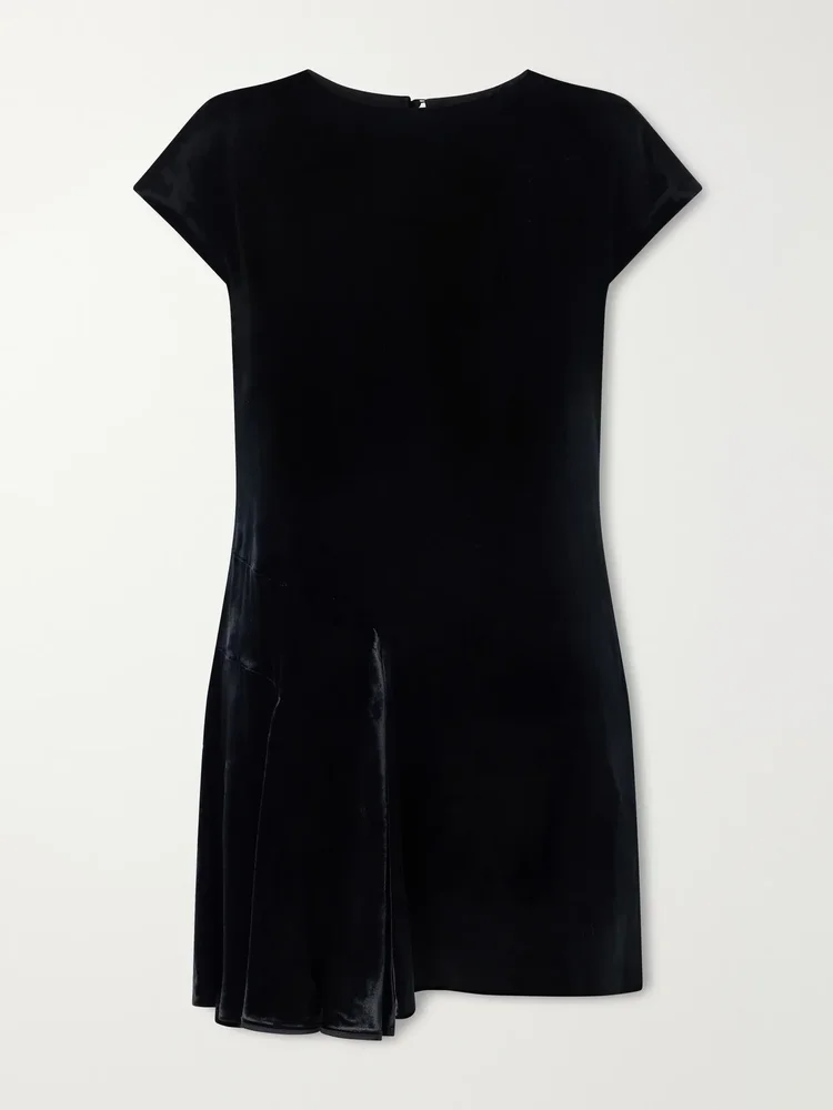 Scarla asymmetric pleated satin mini dress