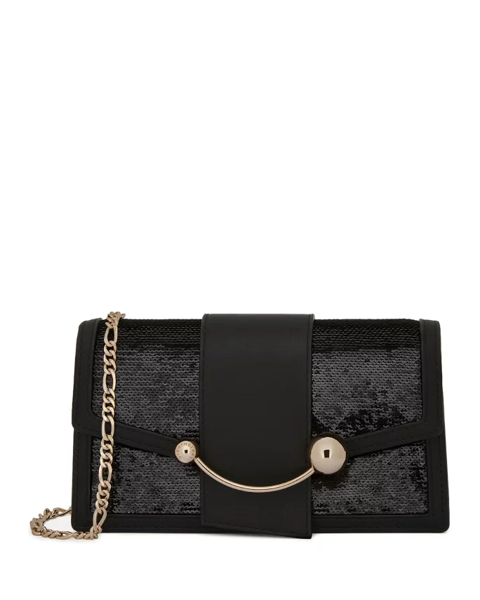 Crescent Sequin & Leather Crossbody