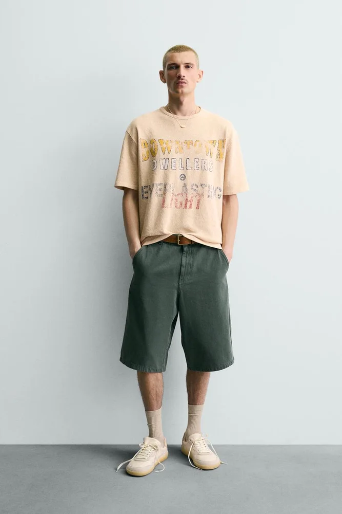 WASHED PRINTED KNIT T-SHIRT