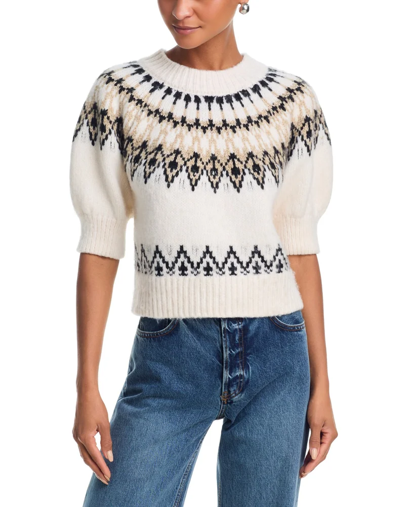 Short Sleeve Fair Isle Crewneck Sweater - Exclusive