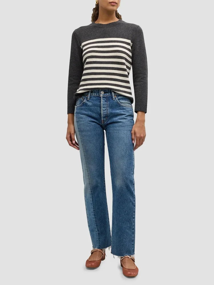Westchase Pieced Mid-Rise Straight-Leg Jeans