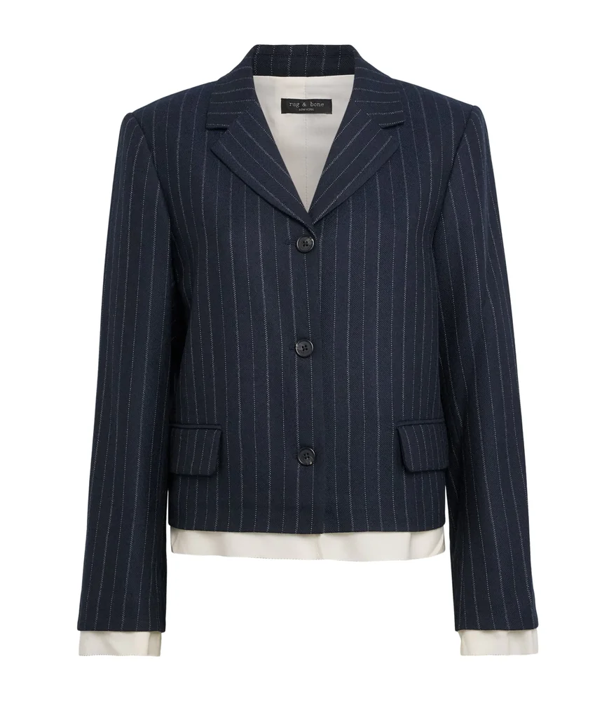 Wool-Blend Herringbone Stripe Lawrence Blazer