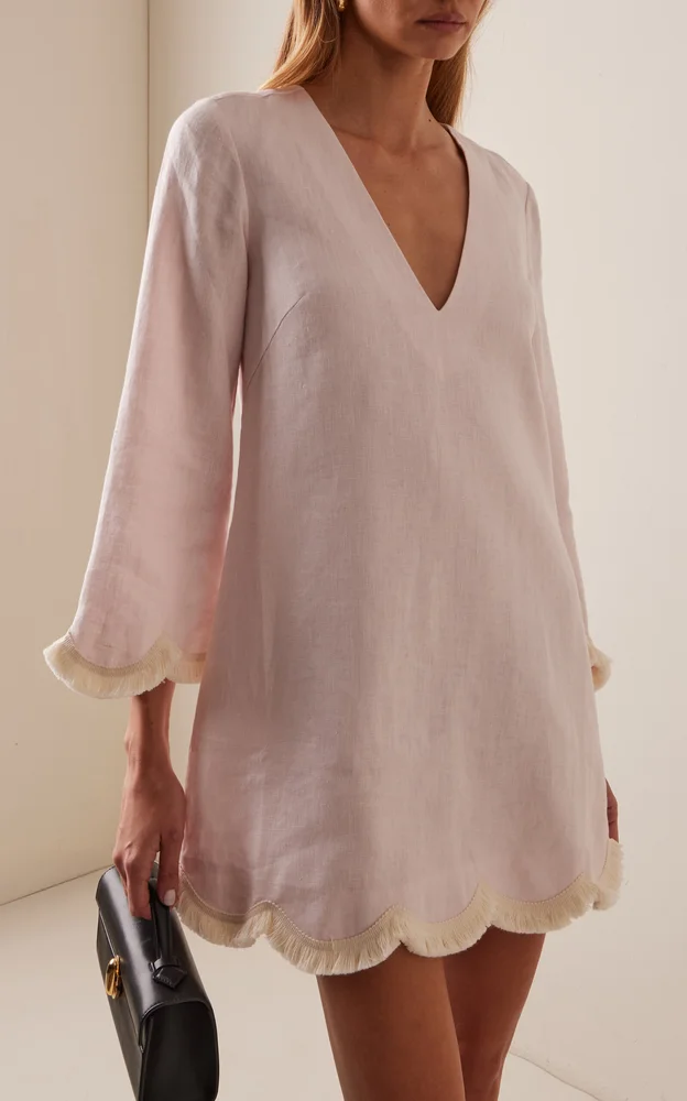 Exclusive Essie Fringed Linen Mini Kaftan