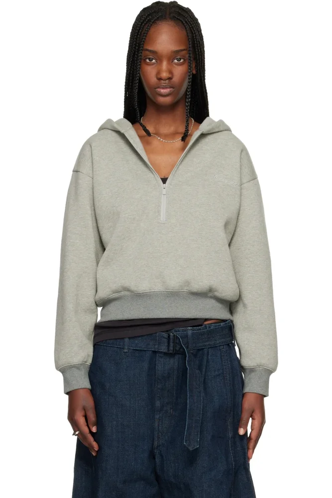 Gray Signature Classic Half Zip Hoodie